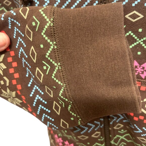 The North Face Brown Aztec Snowflake Full Zip Hoodie Size XL - Picture 6 of 8